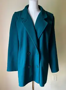 Vintage Forecaster of Boston Teal Wool Peacoat‎ 14 Double Breasted Made in USA
