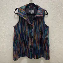 Habitat‎ Multicolored Striped Vest - Size Small yarn boho lagenlook hippie