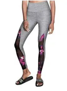 PINK Victoria's Secret Ultimate Mesh Gray Marl Floral Leggings Size Small EUC