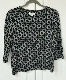 CHARTER CLUB 100% Pima Cotton Printed Top Size Petite Large