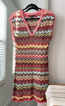 BCBG Max Azria Crocheted Chevron Silk dress size Medium‎