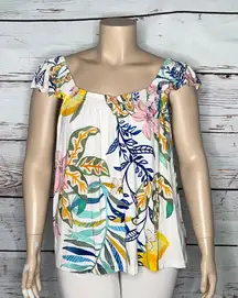 Soma XXL Lemon Squeeze - Floral Print Cool Nights Ruffle Sleeve Rayon Knit Top