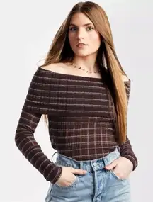 Free people brown snow bunny off the shoulder top M