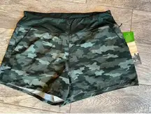 NWT Kyodan Active Shorts Lined size LARGE Green camo Stretch Athletic Womens‎