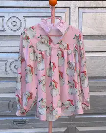 2-piece Christmas chiffon blouse, size M 