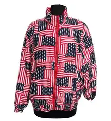 Vintage Lavon American Flag Silk Windbreaker Jacket