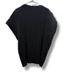 Marla Wynne Pleated Poncho Top Size 1X Black Textured Knit Oversized Blouse