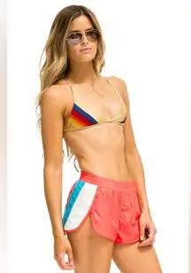 $168 Aviator Nation WOMEN'S ULTRA LIGHT JOGGER SHORTS - NEON RED Size Medium