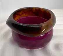 NWT Bundle 2‎ Chunky Resin Bangles Retro Vintage Style Brown & Purple