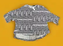 Lane Bryant Blue Geometric Crew Neck Blouse Cotton Blend Plus Size 18/20 Top