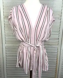 MAX EDITION Belted Striped Blouse Purple/Multi-Large