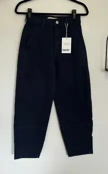 NWT Everlane Navy Blue Utility Barrel Pant Organic Cotton Size 0