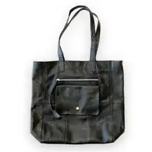 Anthropologie Black Heather Leather Tote