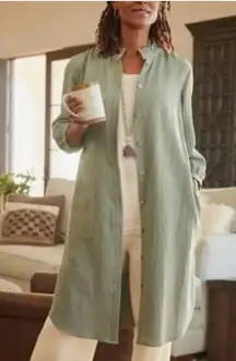 Soft surroundings Big Sur gauze cotton dress in olive green