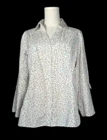 Allison‎ Brittney Floral Top - Light Blue and Olive