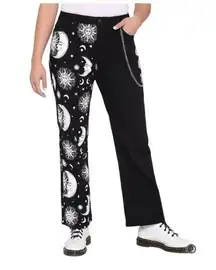 Hot Topic juniors 11 black celestial straight leg jean denim print relaxed grung