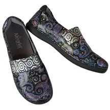 EUC Alegria Leather Glee Slip-On shoes Surreally Pretty Pattern Size 9.5 - 10