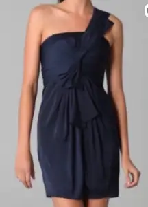 BCBG Palais Navy One Shoulder Cocktail Dress