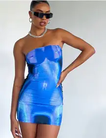 White fox Life On Mars Strapless Mini Dress Milky Way size L NWT