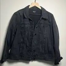 Buffalo David Bitton Black Jean Jacket Size Large Light Distressing