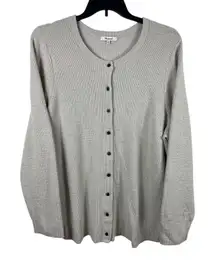 Madewell Plus 3X Beige Button Front Cardigan Sweater Ribbed Textured Knit READ