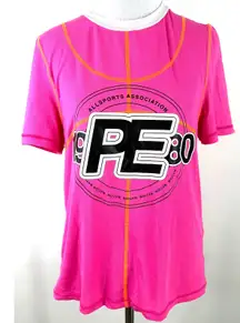 P.E. Nation Women's Bright Pink Double Dribble Mesh Tee Shirt Size XS