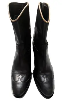 Women's Leather‎ Black Car Shoe Western Boots Pull Tabs 36 1/2 EU ( USA Sz 6)