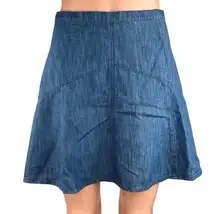 Madewell Women's Blue Denim Back Zip Closure A-Line Flare Mini Jean Skirt Size 2