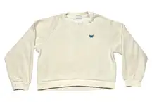 Aritzia Sunday Best Crewneck Sweatshirt Women's M Ivory Butterfly Embroidery GUC