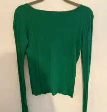 Theory Hanksons Prosecco Emerald Knit Sweater Top