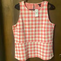 Ann Taylor Pink and White Checkered Tank Top