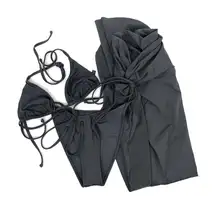 SKIMS Bikini Set w/Sarong Dark Gray XS / S