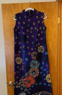 Floral Zinnias Retro Vintage Big Hippy Groovy Flowers Zinnia Dress FLAWS Read