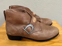 Ariat Women's Juliet Strap & Buckle Brown Leather Ankle Boots Sz 7.5 Western EUC