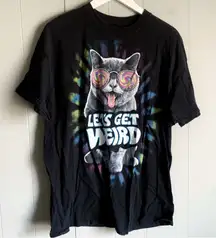 ODM Crazy Hippie Cat Tie Dye Graphic TShirt XL