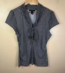 White House Black Market Size Large Cap Sleeve‎ Front Tie Vneck Blouse Career