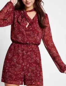 Floral Print Scarf-Neck Romper NWT