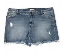 Lane Bryant Women’s Mid Rise Boyfriend Midi Distressed Denim Jeans Shorts Sz 16