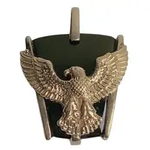 Sterling Gold Over FM 925 Signed FM Onyx Eagle Pendant