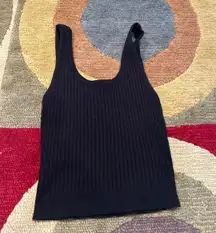 Forever 21 Basic Black Ribbed Sweater Material Cropped Tank Top Size Small