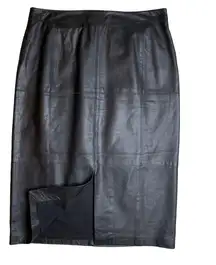 White House | Black Market House Black Marcket Genuine Long Black Leather Skirt Sz 4