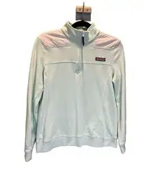 Vineyard Vines Mint Green with Pink Strip Shoulders 3/4 Zip Shep Shirt Medium