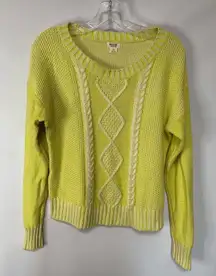Mossimo Women’s Cropped Weave Pullover Sweater Yellow White Size Large