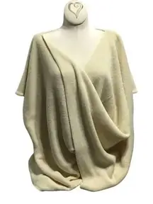 Foreign Exchange‎ pale yellow Batwing knit slouchy oversized wrap cardigan READ