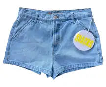 Mother Shorts 27 Womens Snacks Utility Fun Dip Nibble Light Wash Denim Short New
