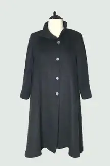 Vintage 50s Jackie O style gray wool gabardine long duffle coat heavy A line XL