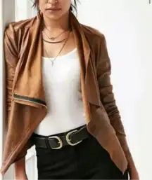 Silence +‎ Noise Riley Drapey Vegan Suede Jacket, Brown, Small