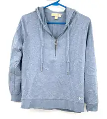 MICHAEL Michael Kors Size M‎ Zip Up Long Sleeve Hoodie Blue MK Logo Zipper