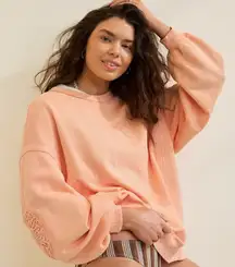 Aerie Keep It Light Crochet Crew Neck Sweatshirt Small