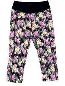 Betsey Johnson Performance Floral Rose Polka Dot Leggings Small